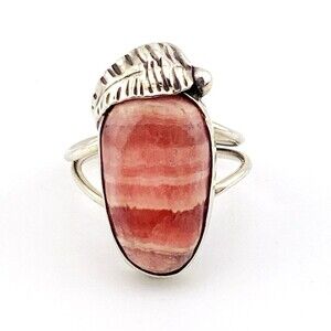 Pink Rhodochrosite Sterling Silver Southwest Ring Old Pawn Sz 7.25 Artisan Made